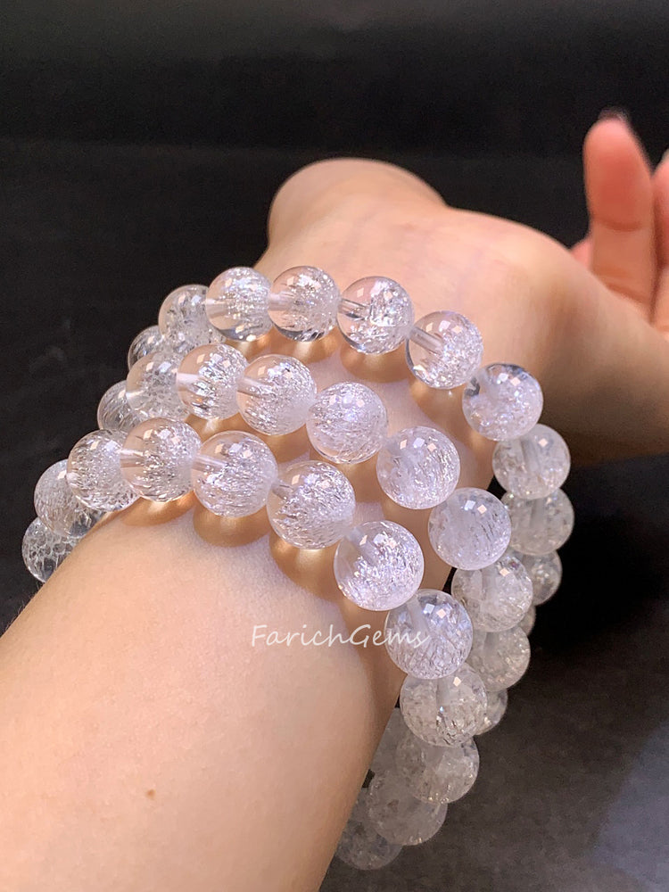 Super 7 Clear Quartz Beaded Crystal Bracelet 10mm