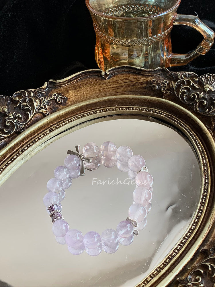 Mozambique Rose Quartz Lavender Amethyst Crystal Bracelet