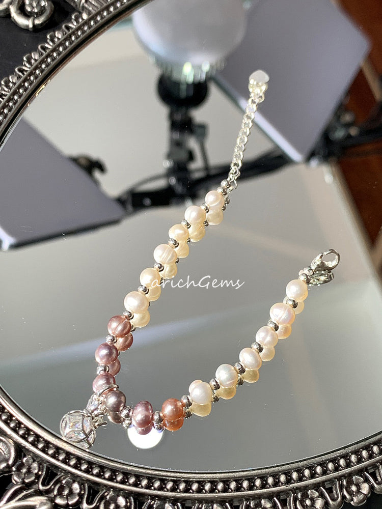 Exquisite Natural Pearl Beaded Bracelet 6mm