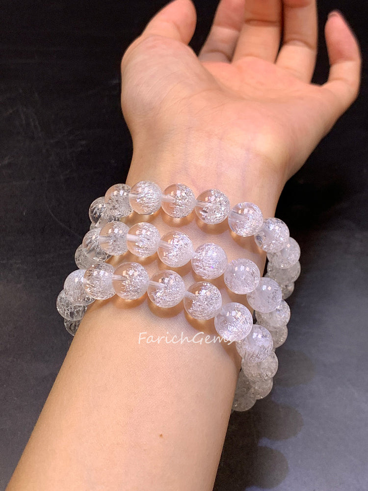 Super 7 Clear Quartz Beaded Crystal Bracelet 10mm