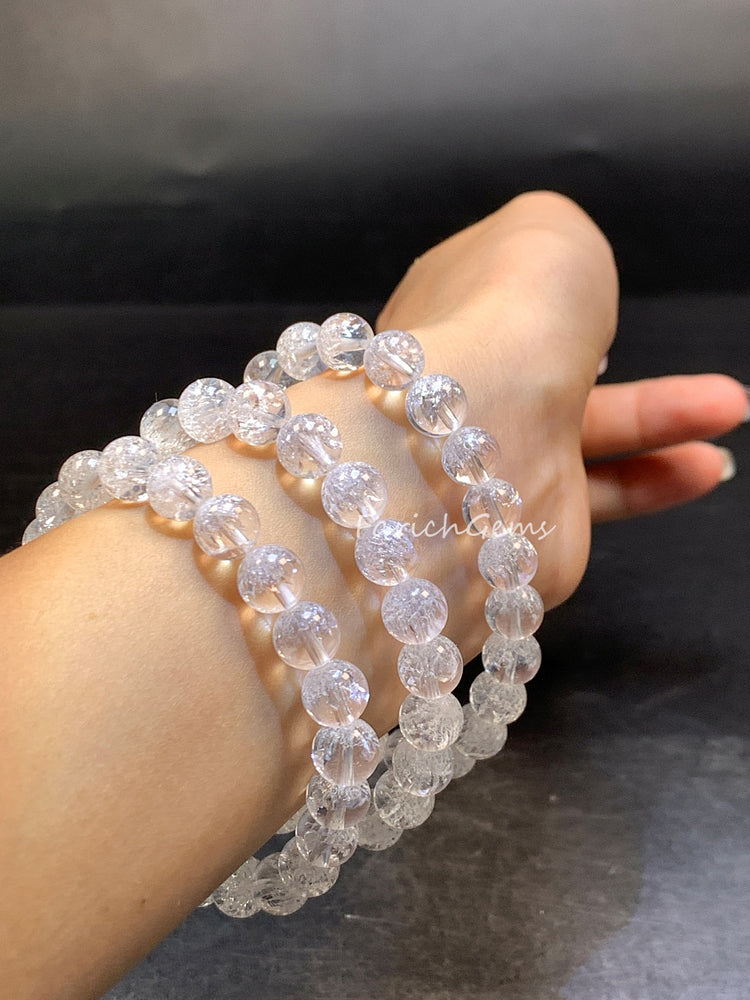 Super 7 Clear Quartz Beaded Crystal Bracelet 8mm