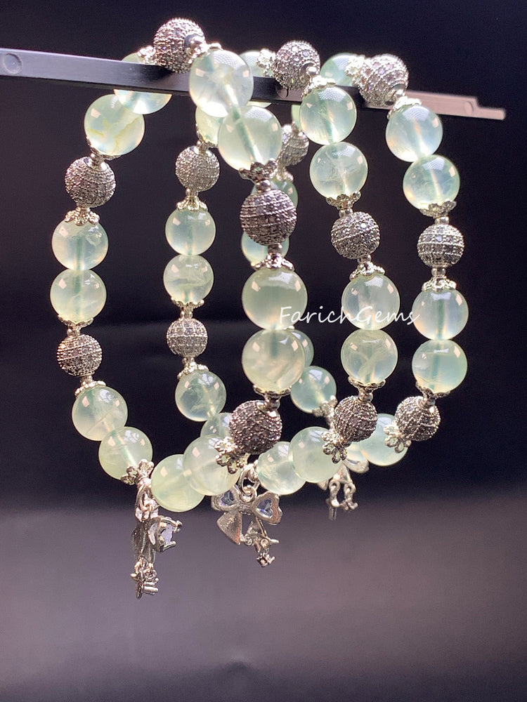 Bow Tie Accessory Prehnite Crystal Bracelet 10mm