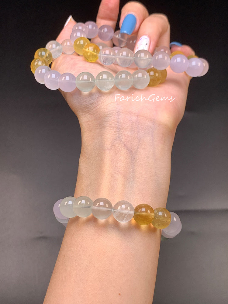 Macaron Colorful Fluorite Beaded Crystal Bracelet 10mm