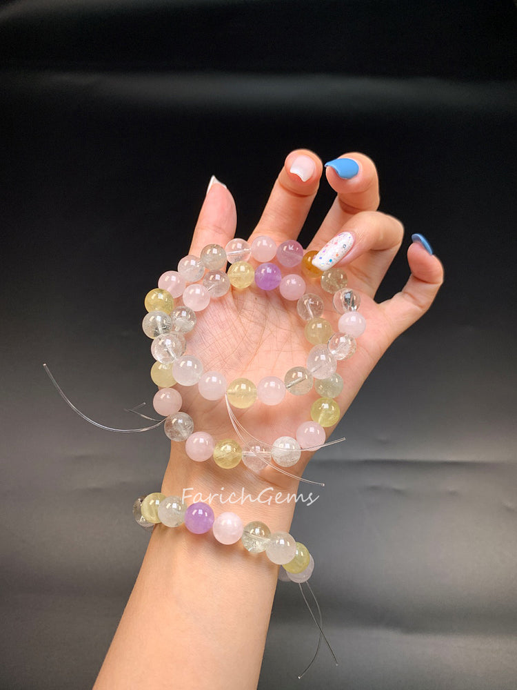 Rainbow Azeztulite Quartz Beaded Crystal Bracelet 10mm