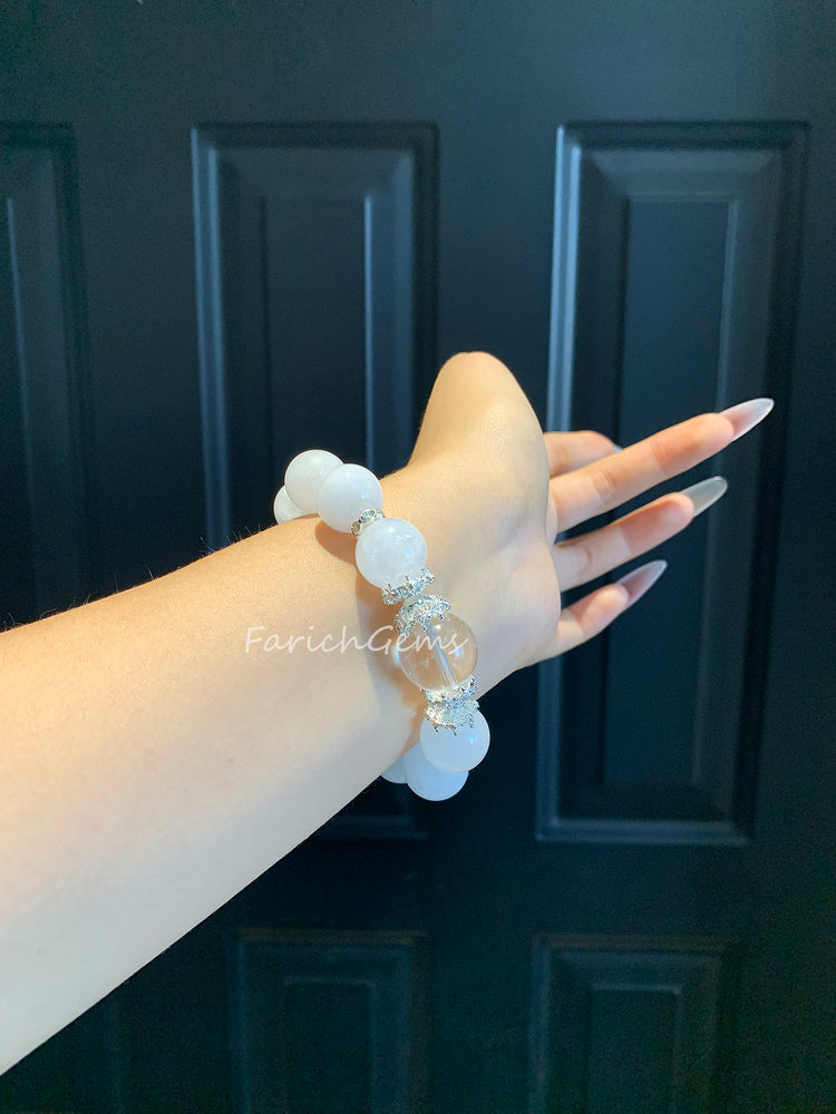 Clear Quartz Phantom Ghost Crystal Bracelet 16mm