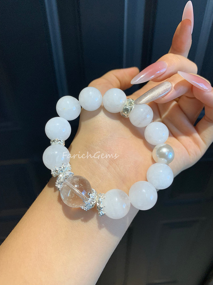 Clear Quartz Phantom Ghost Crystal Bracelet 16mm