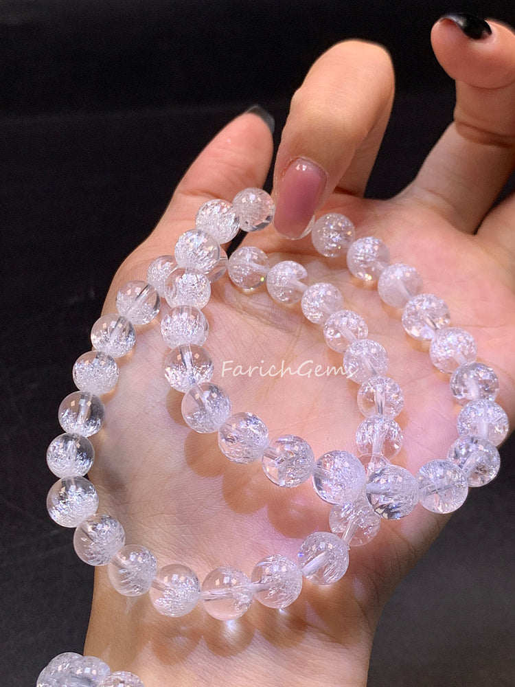 Super 7 Clear Quartz Beaded Crystal Bracelet 8mm