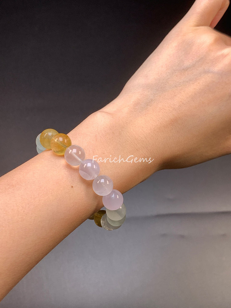 Macaron Colorful Fluorite Beaded Crystal Bracelet 10mm