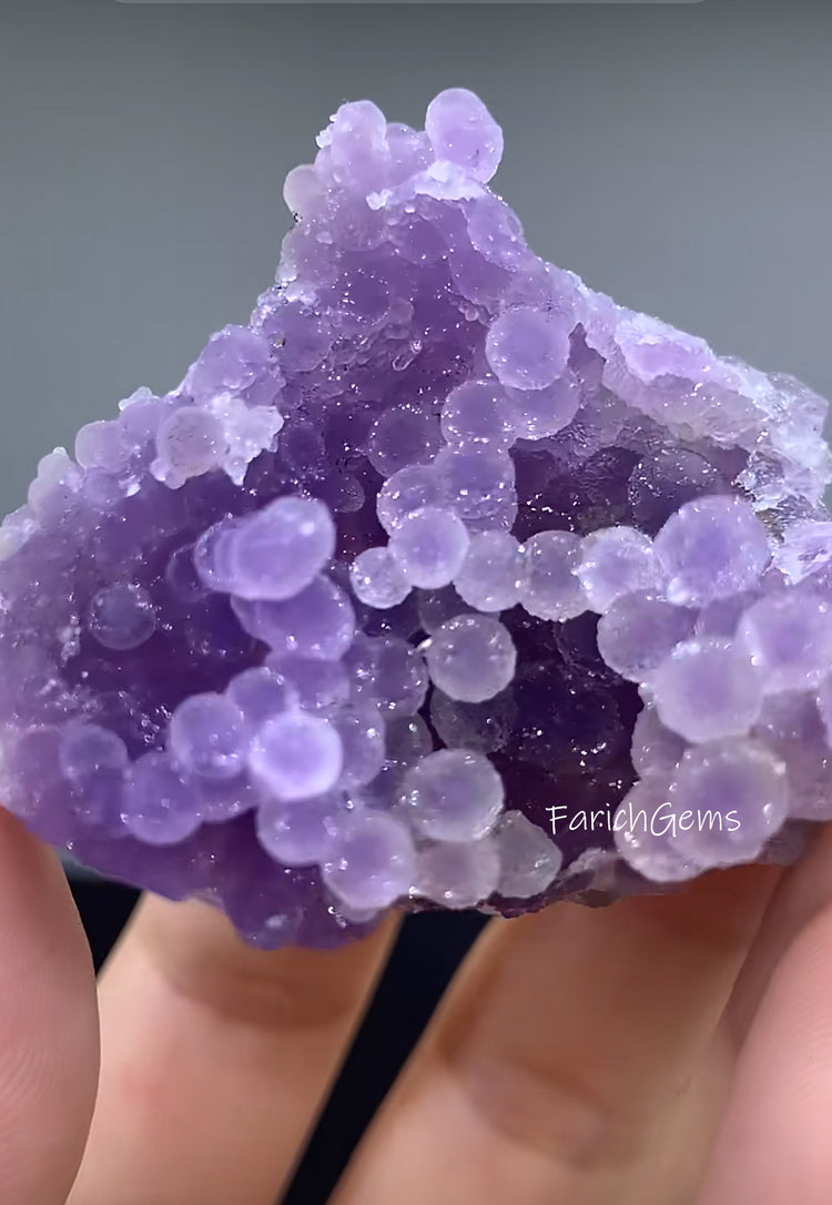 Natural Crystal Grape Agate Clusters, Purple Indonesia Grape Mineral