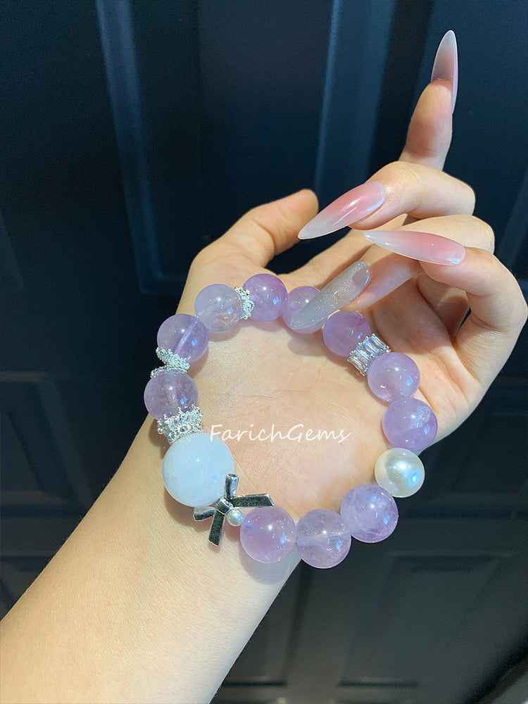 DIY Lavender Amethyst Beaded Crystal Bracelet