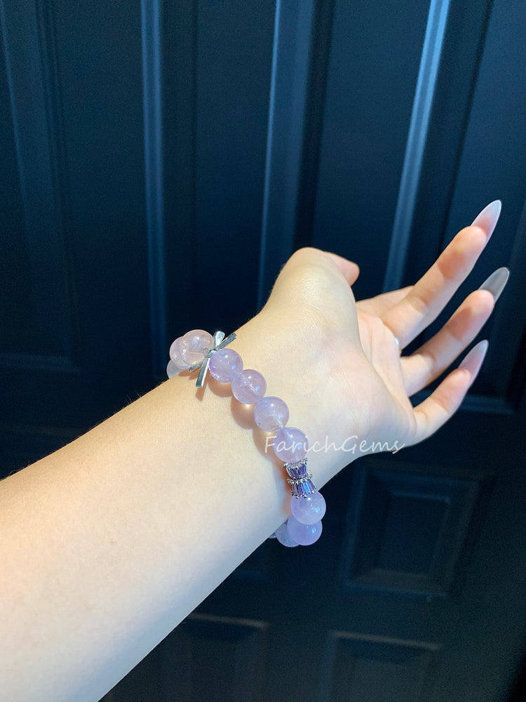 Mozambique Rose Quartz Lavender Amethyst Crystal Bracelet