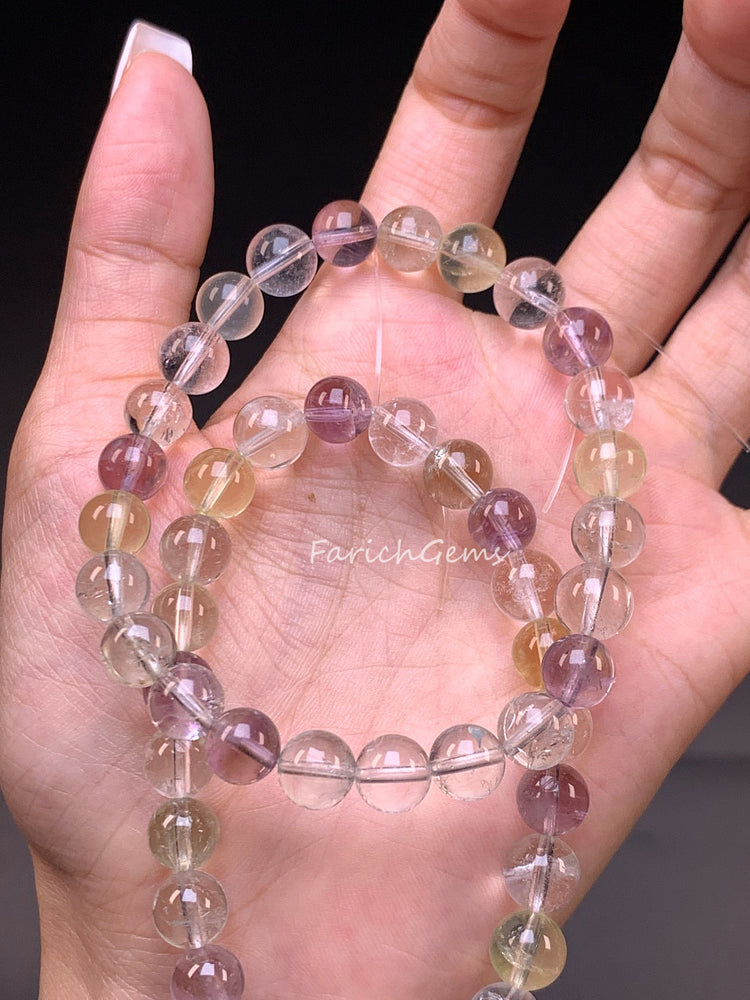 Five Elements Clear Quartz Amethyst Citrine Crystal Bracelet 8mm