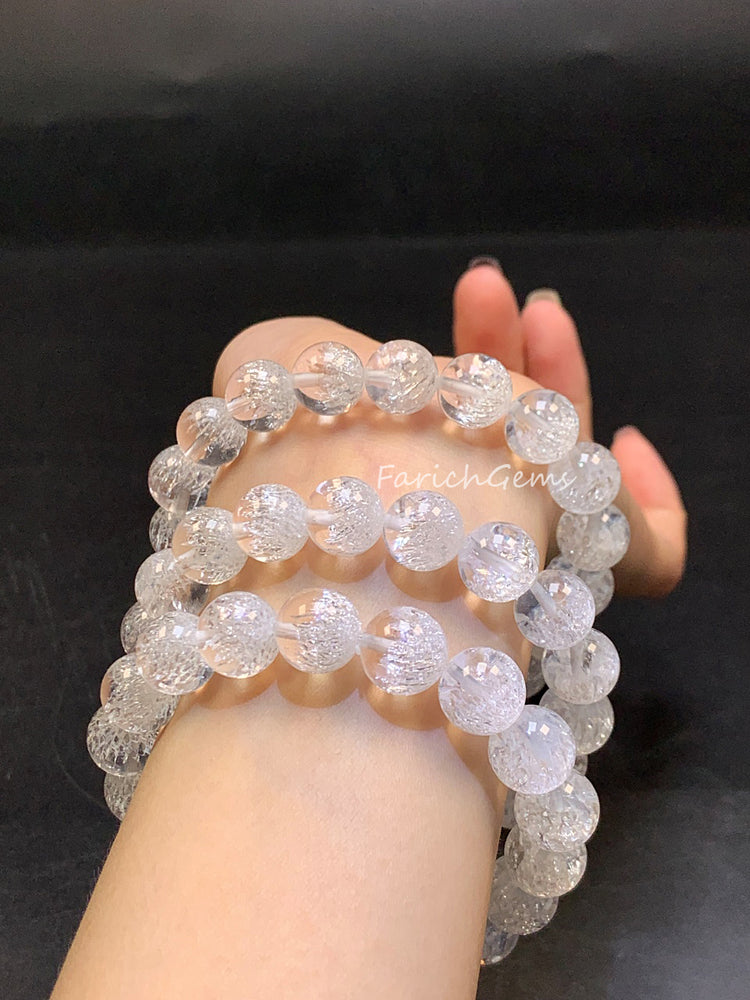 Super 7 Clear Quartz Beaded Crystal Bracelet 10mm