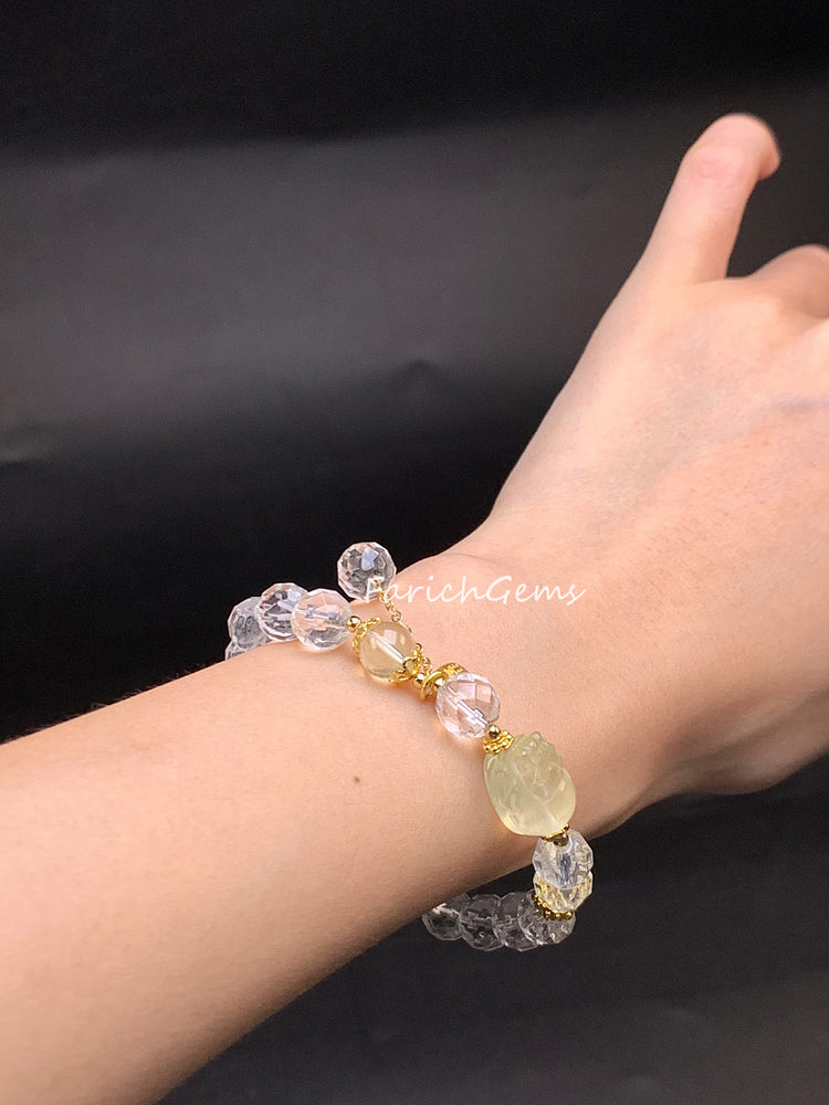 Clear Quartz Citrine Crystal Beaded Bracelet 8mm