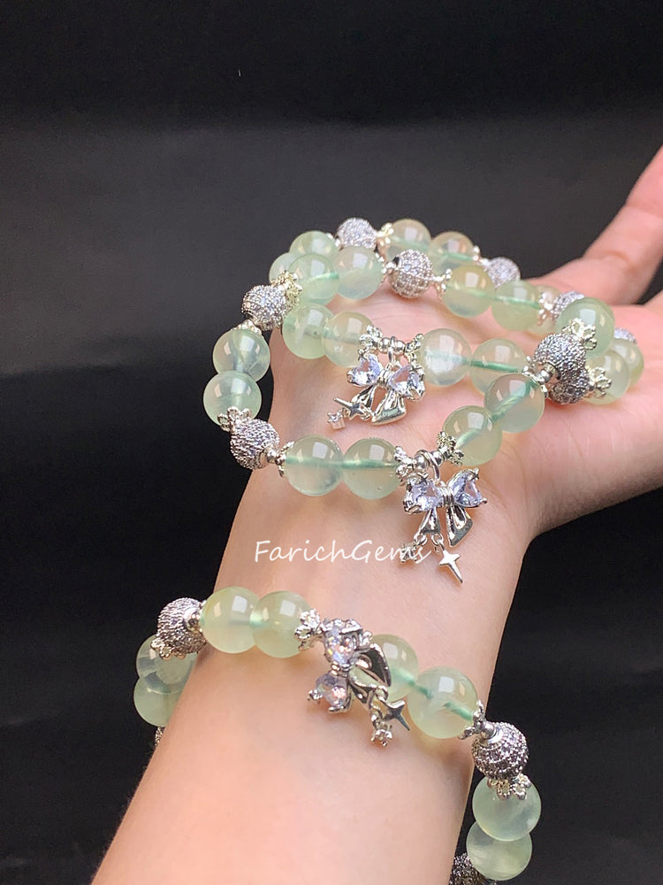 Bow Tie Accessory Prehnite Crystal Bracelet 10mm