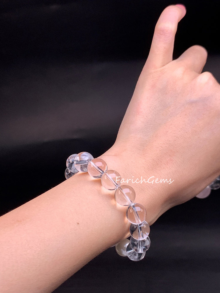 Madagascar Rose Quarz Natural Pearl Clear Quarz Bracelet 11mm