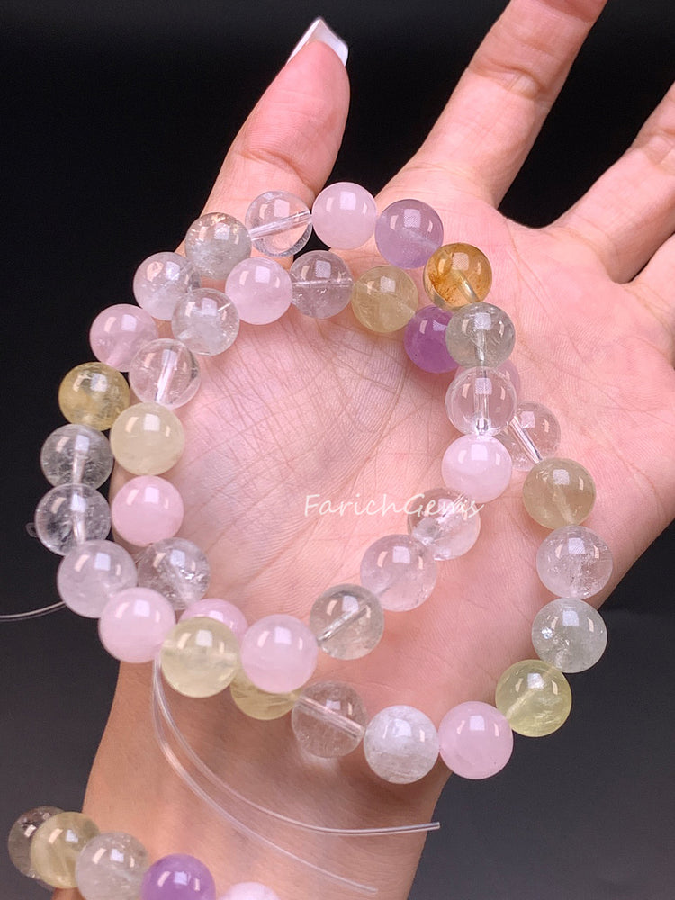 Rainbow Azeztulite Quartz Beaded Crystal Bracelet 10mm