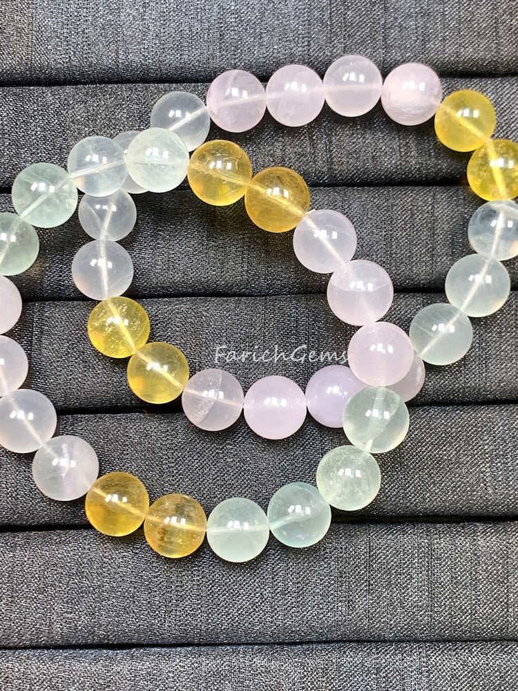 Macaron Colorful Fluorite Beaded Crystal Bracelet 10mm