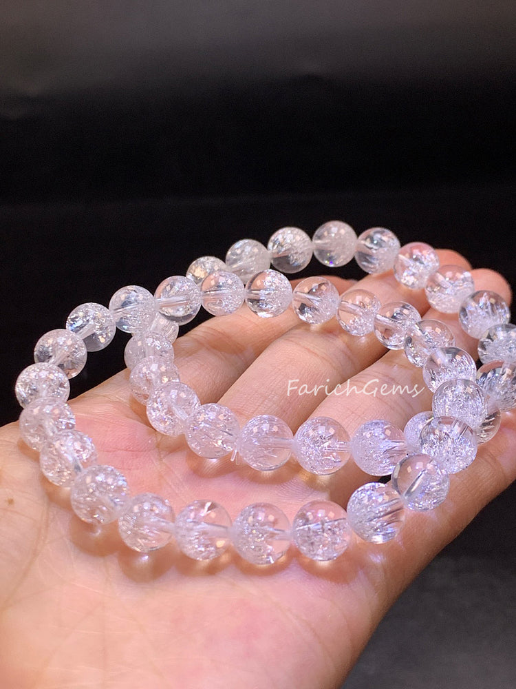 Super 7 Clear Quartz Beaded Crystal Bracelet 8mm