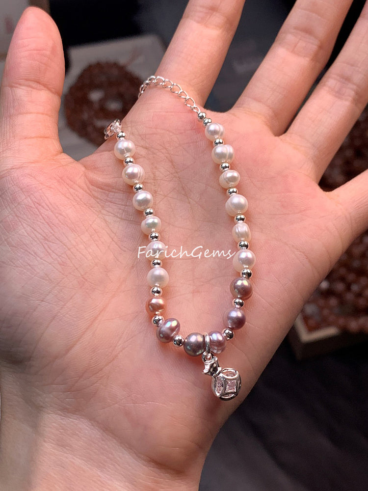 Exquisite Natural Pearl Beaded Bracelet 6mm