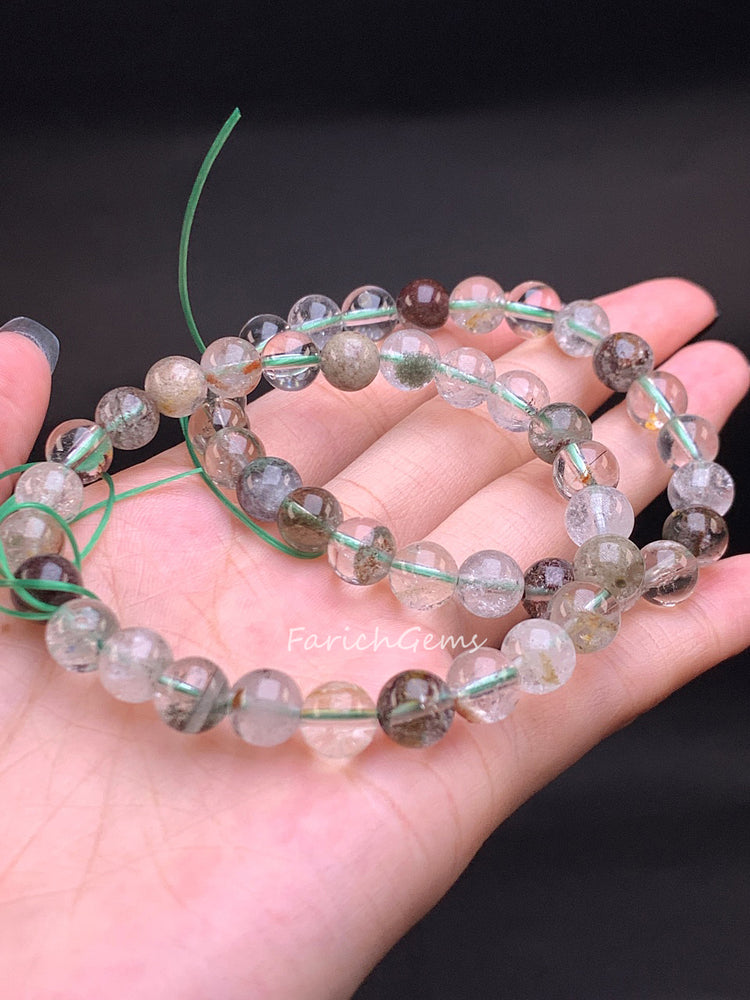 Brazilian Green Phantom Ghost Crystal Bracelet 7mm