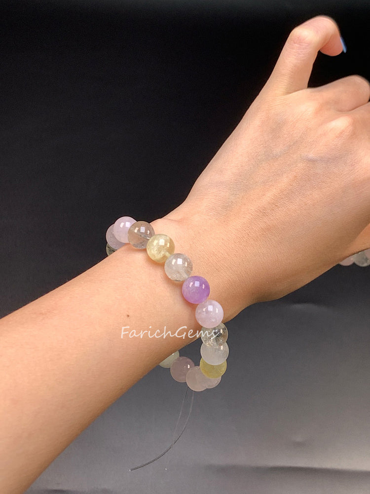 Rainbow Azeztulite Quartz Beaded Crystal Bracelet 10mm