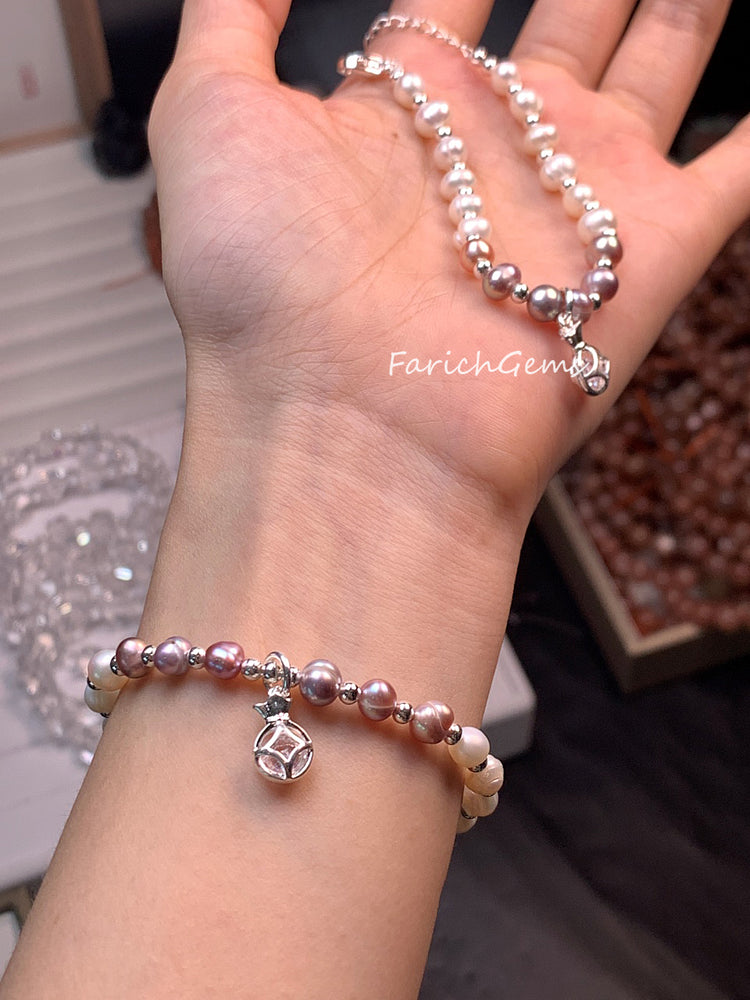 Exquisite Natural Pearl Beaded Bracelet 6mm