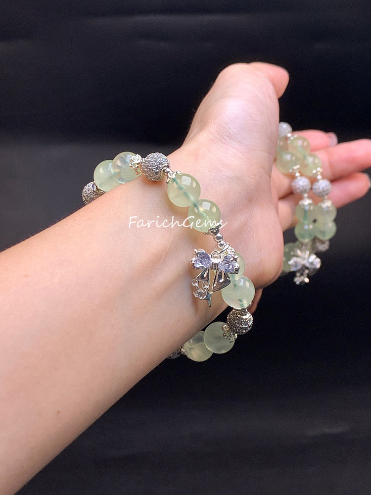 Bow Tie Accessory Prehnite Crystal Bracelet 10mm