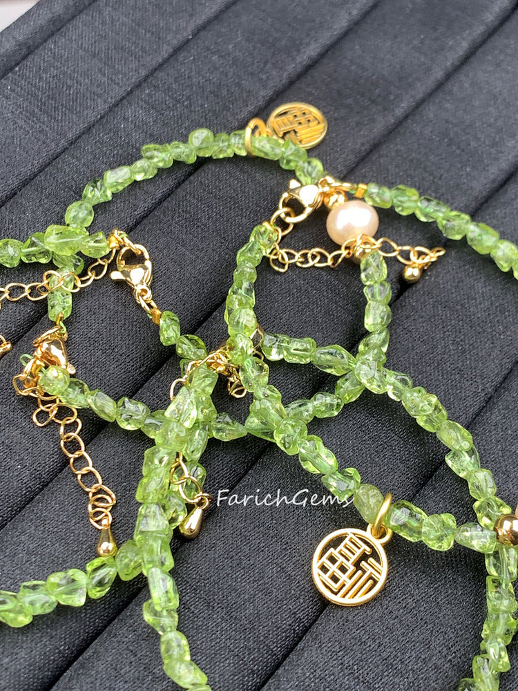 Natural Pearl Peridot Beaded Bracelet (Varying Sizes)